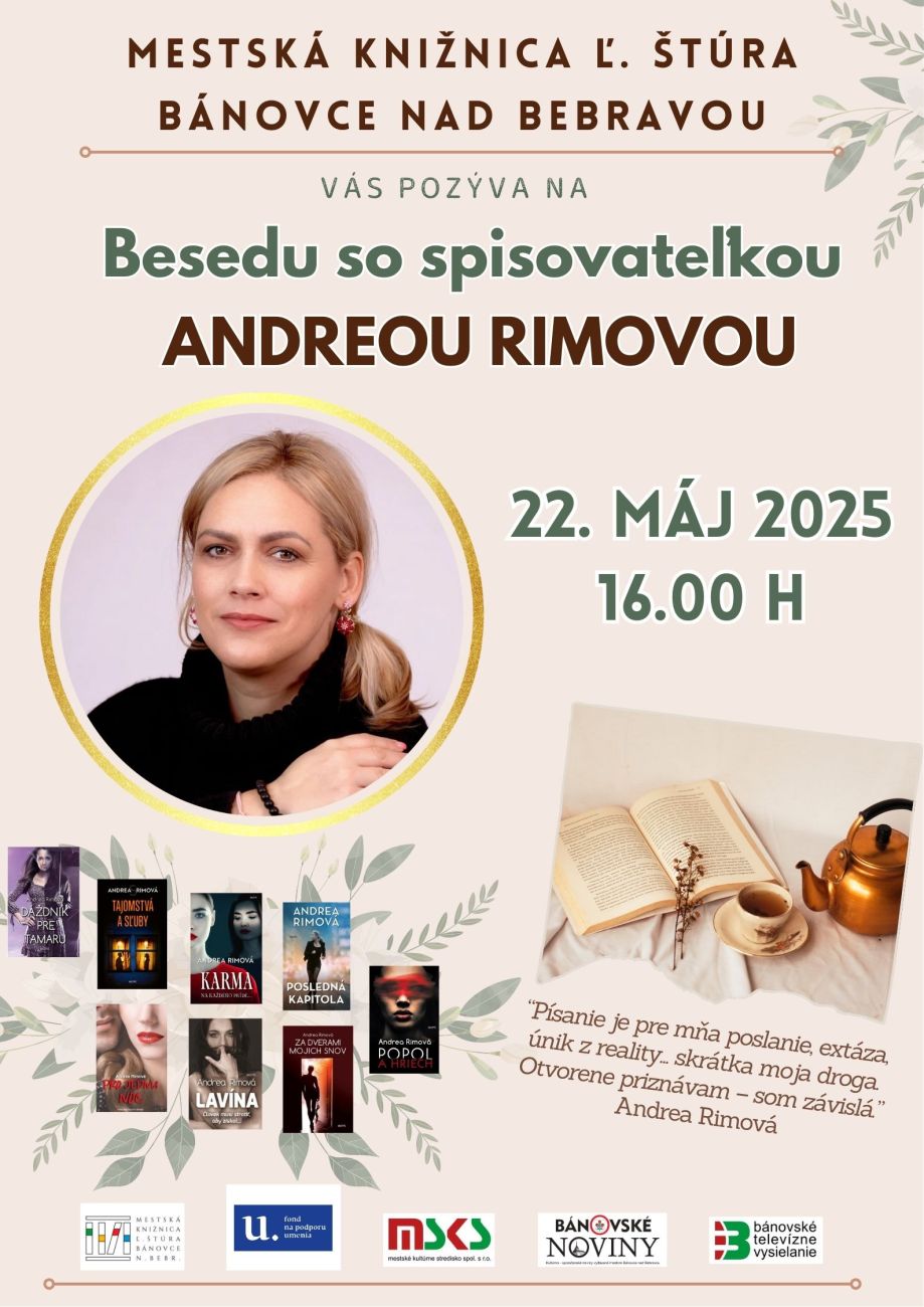 Beseda s Andreou Rimovou v Mestskej knižnici Ľ. Štúra Bánovce nad Bebravou