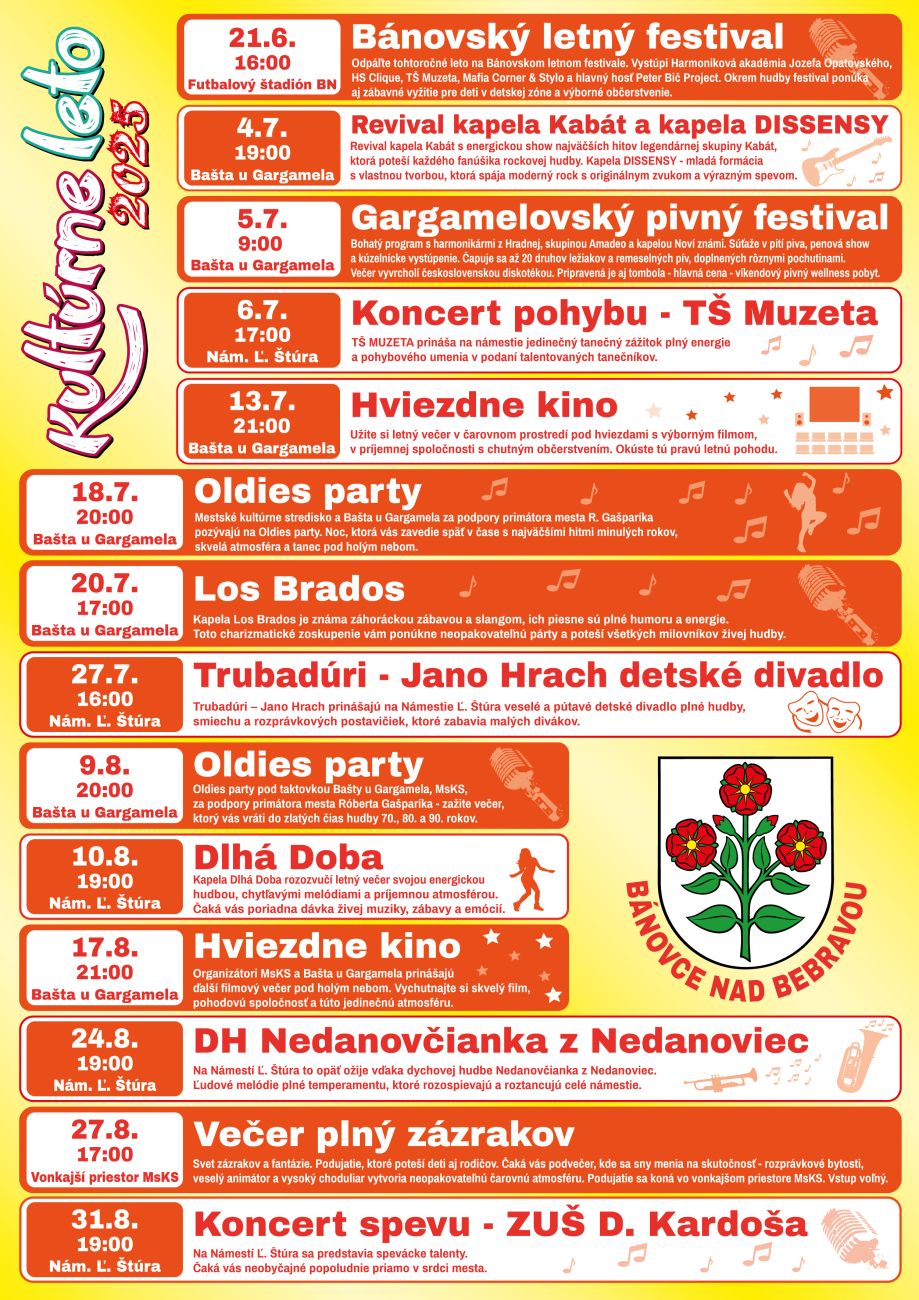 Kultúrne leto 2025 Bánovce nad Bebravou