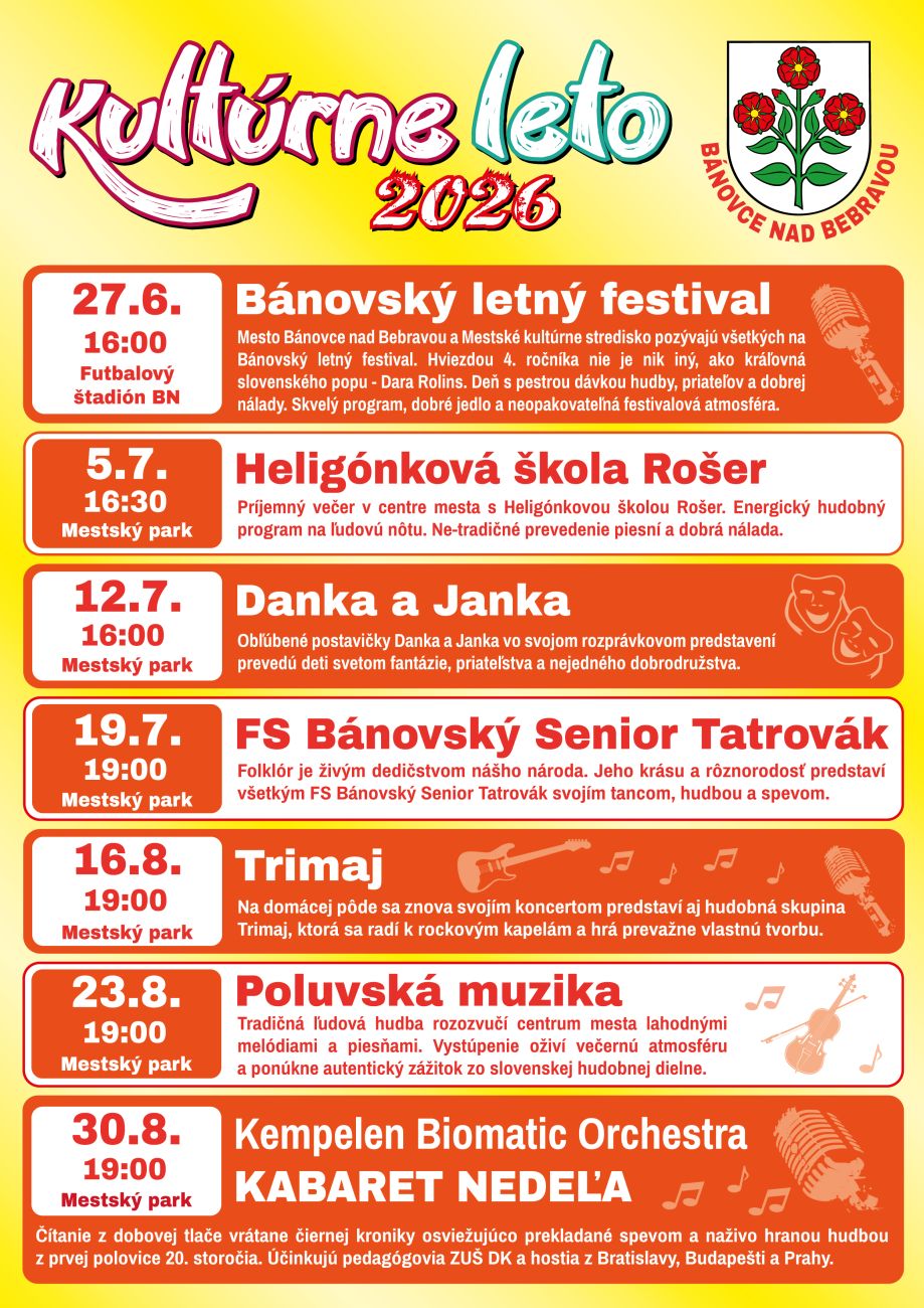 Kultúrne leto 2026  Bánovce nad Bebravou